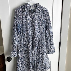 J. Crew Navy and White Floral Blouse